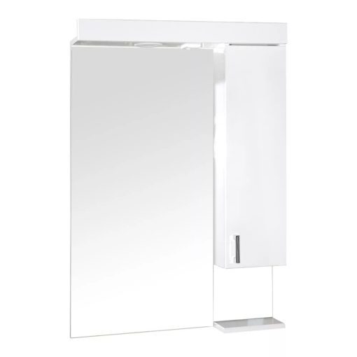 KARINA 75 cm széles jobbos fali fürdőszobai tükrös szekrény integrált LED világítással, MDF polcokkal