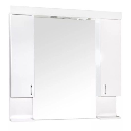 KARINA 85 cm széles dupla fali fürdőszobai tükrösszekrény integrált LED világítással, MDF polcokkal