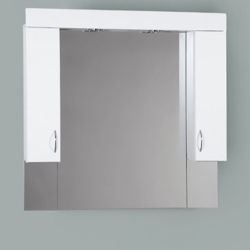 STANDARD 100 cm széles fürdőszobai tükrös szekrény, fényes fehér, beépített LED világítással